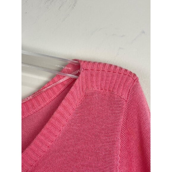 Worthington Sweater Cardigan Womens L Button Up Coral Lightweight Gold Buttons - Picture 5 of 7